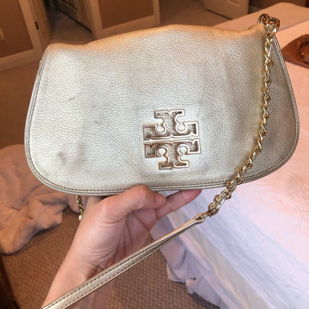 Tory Burch gold leather crossbody